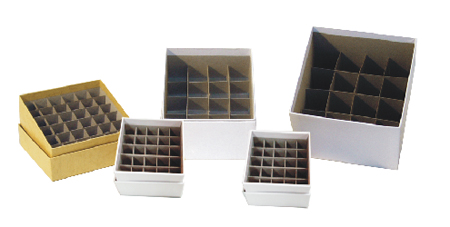 White 2 Mini Cardboard Box with Drain Slots and 25 cell divider